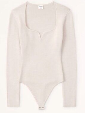 NWOT Abercrombie & Fitch Knit Sweetheart Neckline Bodysuit - Small - Retail $89